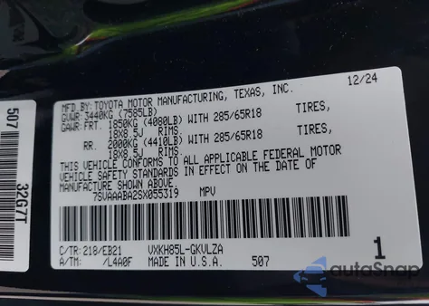 2025 Toyota Sequoia Trd Pro from USA, damaged, VIN 7SVAAABA2SX055319